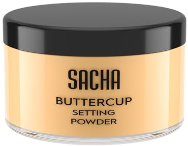 Sacha Buttercup Setting Powder – Medium to Deep Skin Tones Translucent Loose Face Powder, Flashback-Resistant, Oil Control, Long-Wear Matte Finish (1.75 oz)