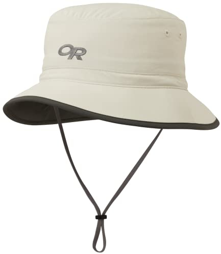 Outdoor Research Sun Bucket Hat – UPF 50+ Wide Brim Lightweight Packable Hat for Hiking, Fishing, Travel & Outdoor Protection, Sand/Dark Grey, XL