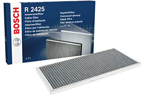 Bosch R2425 Aktivkohle Innenraumfilter - filtert Gerüche, Pollen und Staub - Ersatzfilter für bessere Luftqualität im Fahrzeuginnenraum
