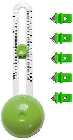 Wedo 799500 Kreisschneider Comfortline für Durchmesser von 10 - 32 cm, inklusive 3 Klingen mit Schutzkappe, grün/weiß und zusätzlich 5 Ersatzklingen (1, Kreisschneider mit Ersatzklingen)