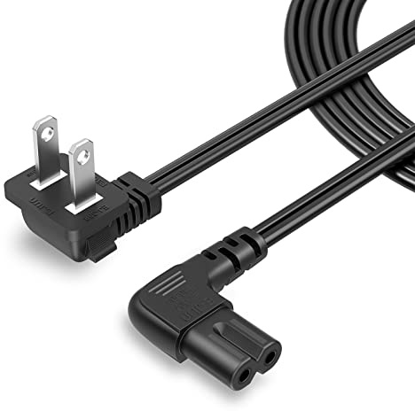 CableCreation 10 Feet 18 AWG Angled 2-Slot Non-Polarized Angle Power Cord for Samsung TV LG TCL Replacement (IEC320 C7 to Nema 1-15P), 3M