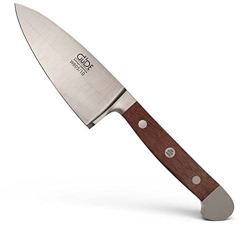Güde Solingen - Coltello da Formaggio Duro forgiato, 10 cm, Legno di Noce, Alpha-Walnut - Doppio Collarino, Fatto a Mano in Germania