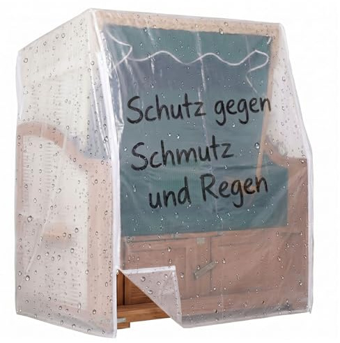 Mr. Deko Transparent strandkorgsskydd av PVC – 145 x 170 x 95 cm/storlek XL – skyddsfodral för strandkorg – vattentät och väderbeständig – robust presenning för 2,5-sits – strandkorgspresenning