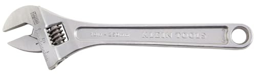 Klein Tools 507-10 Adjustable Wrench, Extra Capacity Jaw Forged Drive Wrench with High Polish Chrome Finish, 10-Inch