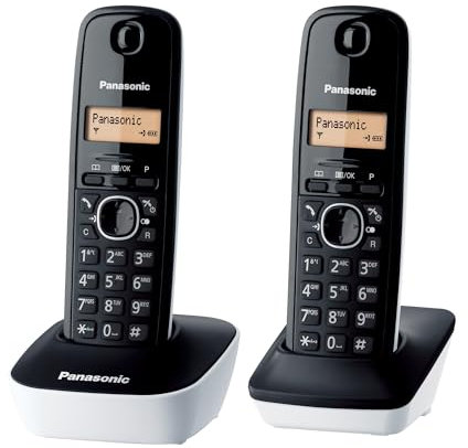 Panasonic KX-TG1612 Telefono 2 telefoni fissi cordless DECT, bianco / nero [versione importata]