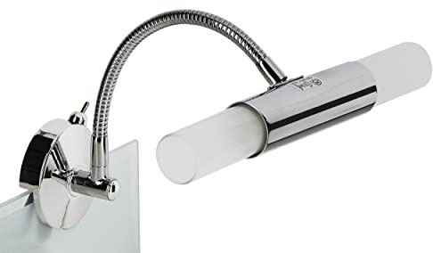 Trango Modern 2162-028B - Lámpara LED para espejo (2 bombillas LED G9, 2 interruptores de cristal satinado e interruptor de encendido/apagado)
