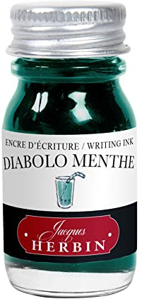 Jacques Herbin 11533T - Writing and drawing ink - Fountain pens and rollerball pens - Diabolo Menthe/ Diabolo mint - 10 ml - Made in France - Calligraphy