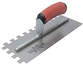 Marshalltown M775SD Premier Line 775Sd 11-Inch by 4-1/2-Inch Notched Trowel with Curved Durasoft Handle, Red