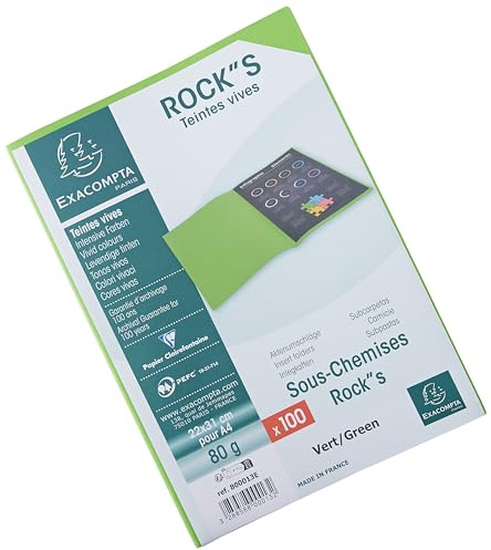 Exacompta Paquet de 100 Sous Chemises Rocks 80 g/m2 Vert