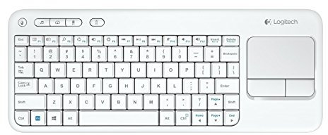 Logitech K400 Plus Teclado Inalámbrico con Touchpad para Televisores, Disposición QWERTY US Internacional, Blanco
