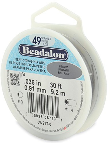 Beadalon Beading Wire 49 Strand 0.91mm (.036in) - Bright - 9.2m (30ft)