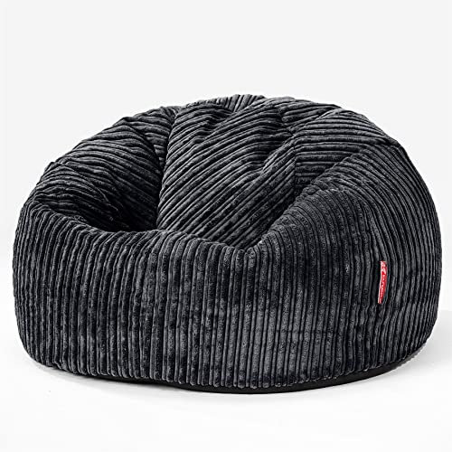 Lounge Pug Klassischer Cord Sitzsack Sessel für Erwachsene, Schwarz, Kuschelsessel & Wohnzimmer Beanbag