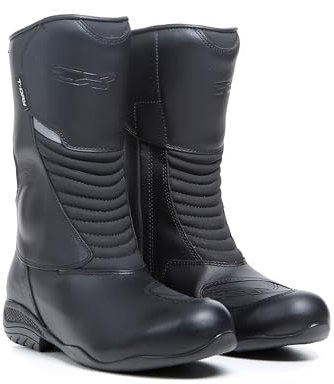 TCX - Lady Aura Plus Waterproof, Damen-Motorradstiefel, Wasserdichter Damen-Tourenstiefel mit T-DRY-Membran, Obermaterial aus Leder, Elastischer Reißverschluss und Klettverschluss, Schwarz