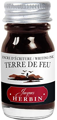 Jacques Herbin 11547T - Writing and drawing ink - Fountain pens and rollerball pens - Terra de feu/ Terra of Fire - 10 ml - Made in France - Calligraphy