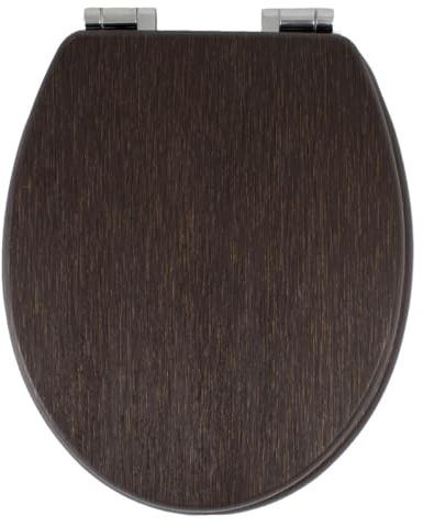 Hochwertiger WC-Sitz -Landhaus WC Sitz- Toilettensitz Farbe : Wenge Naturholz aus MDF-Mit Einfacher Montage Funktion und Absenkautomatik