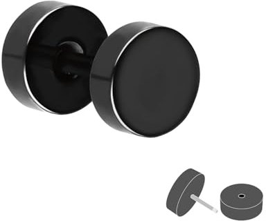 Treuheld Fake Plug - Edelstahl Ohrstecker zum Schrauben - Schwarz - Damen & Herren - 6mm