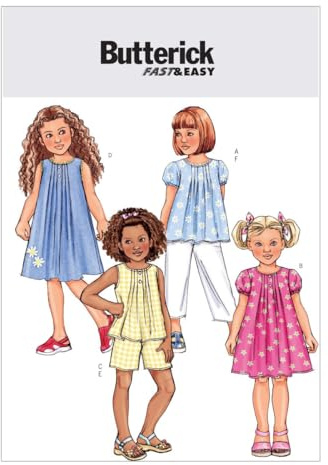 Butterick Sewing Pattern B4176 Children’s/Girls’ Top, Dress, Shorts and Pants