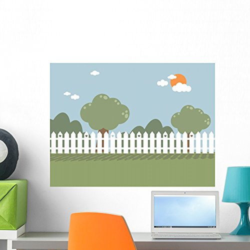 Wallmonkeys Picket Fence Wall Decal Peel and Stick Graphic WM240131 (24 in W x 18 in H)