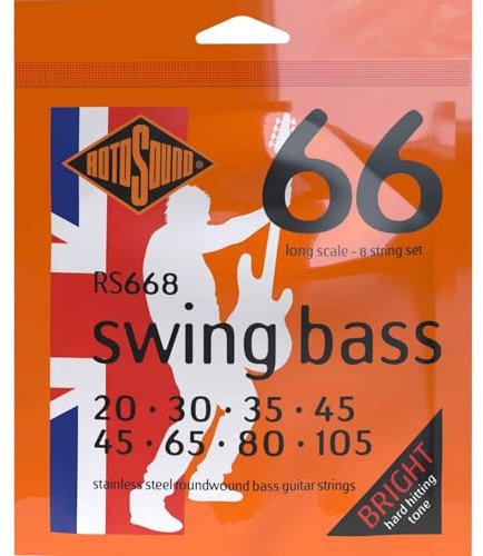 Rotosound Strings for Electric Bass SWING 66 STAINLESS SETS 8-string RS668 Stainless Standard 45-105