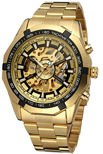 Gute Mens Watches, Mechanical Automatic Stainless Steel Waterproof Watch for Men, Luxury Big Face Multi Functional Tourbillon Calendar Wristwatch