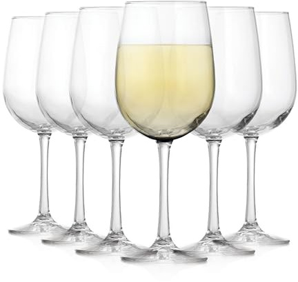 Libbey Vina White Wine Glasses Set of 6, 18.25 Oz Elegant, Fancy Drinking Glassware, Stemmed Wine Glasses for Weddings, Birthdays, Parties and More