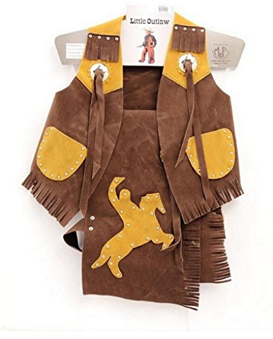 M & F Western Boys' Faux Suede Vest And Chaps Set Brown Small