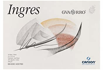 Canson Guarro Ingres, Papel Pastel, Verjurado, 108gsm, Encolados por el lado corto, 23x32,5cm, Blanco, 20 Hojas