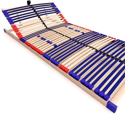Stabiler Lattenrost 100% BUCHE Lattenrahmen - Kopfteil verstellbar - SCHULTERFRÄSUNG, 7 Zonen, 42 Federleisten, Härte-Regulierung, Mittelgurt - Vario Sleep Best 42® unmontiert (110x200cm)