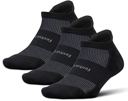 Feetures High Performance Max Cushion Ankle Sock - Tab Socks for Women & Men with Heel Tab - Black, M (3 Pair)