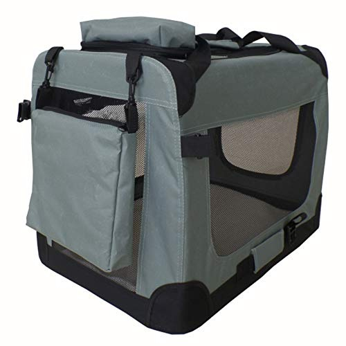 Petigi Caja De Transporte Plegable Caja Perrera Perro Gato Coche 5 Colores 7 Tamaños, Color:Gris, Dimensión:M (63 x 43 x 42 cm)