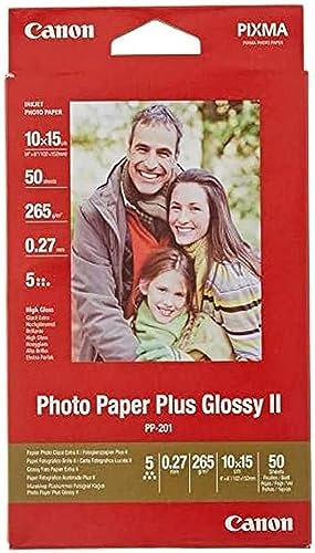 Canon PP-201 Glossy II Photo Paper Plus 4x6 (50 Sheets) - Ideal for Photo Printing, High-Gloss Finish - Durable Prints, Instant Touch-Dry - Compatible with Canon Inkjet Printers