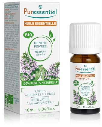 Puressentiel – Huile Essentielle Menthe poivrée BIO – Contribue au confort digestif – 100% pure et naturelle – HEBDD – Mentha x piperita – 10 ml