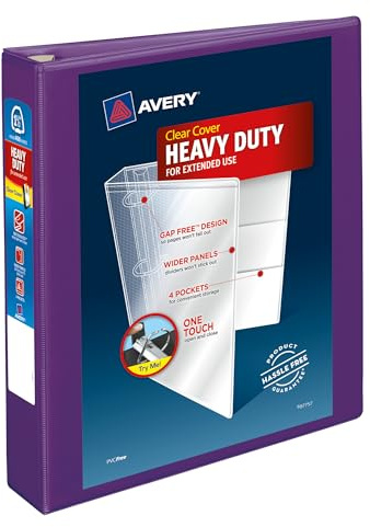 Avery Heavy-Duty View 3 Ring Binder, 1.5 One Touch EZD Rings, 1 Purple Binder (79774)