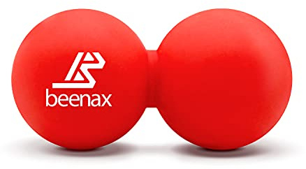 Beenax Peanut Massage Ball - Double Lacrosse Ball - Perfect for Trigger Point Therapy, Myofascial Release, Deep Tissue Massage, Yoga - Designed to Relieve Stress and Relax Tight Muscles (Red)