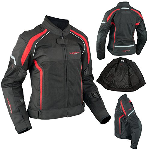 A-Pro Chaqueta textil para mujer, impermeable, malla transpirable, color rojo, 2X