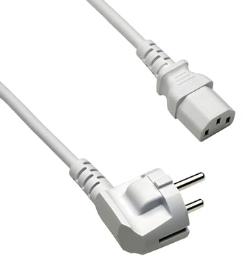 DINIC Stromkabel Netzkabel CEE 7/7 Schutzkontaktstecker auf C13, VDE, (1,80m, grau)