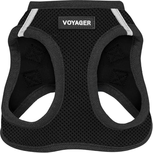 Best Pet Supplies - All Weather Mesh / Plush, Reflective, No Pull Harness for Small, Medium Dogs, Cats - Secure with Hook & Loop Fastener, Buckle, Double D-Rings - Black/Black Trim, M