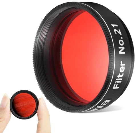 Astromania Telescope Filter, 1.25 Inches Planetary Filter for Astronomy Telescope Eyepiece, Color Filter for Enhancing Contrast in Lunar Planetary Observation - #21 Orange