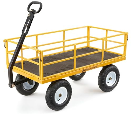 Gorilla Carts Heavy Duty Utility Cart, All Terrain Garden Wagon, 1200 Lb, Yellow