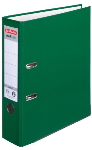 Herlitz 9942673 Ordner maX.file protect A4 8cm, PP-Kunststoffbezug/Papier hellgr.besch. 5er Packung, Farbe grün
