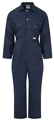 Ladies Zip Front Boilersuit Workwear Boiler Suit Coverall Overall Womens Girls (14 (38 Chest), Navy Blue)