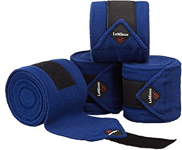 LeMieux Classic Polo Exercise Bandages in Zipped Case - Soft Fleece Protection Wraps - Pack of 4 - Navy - Full