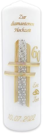 Hochzeitskerze mit Namen & Datum Diamantene Hochzeit 60 DH-18g