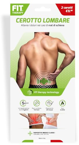 FIT THERAPY – Cerotti Antidolorifici e Antinfiammatori Lombari - Per Mal di Schiena, Lombalgia, Nervo Sciatico – NON SCALDA, Impermeabile, Senza Farmaci, Dura 5 Giorni (2 Cerotti)
