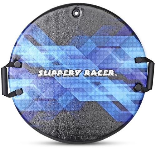 Slippery Racer Downhill Zeus Adults and Kids Foam Saucer Disc 1 Rider Snow Sled Toboggan with Handles, Midnight Hologram (1 Pack)