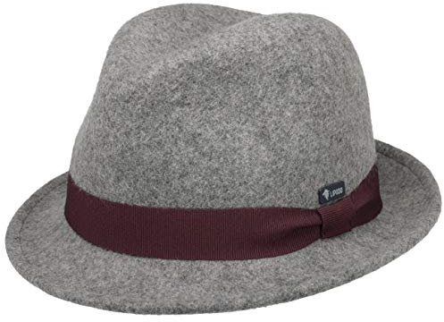 Lipodo Kinderhut aus Wollfilz - Trilby Made In Italy - Filzhut mit Ripsband - Wollfilzhut Sommer/Winter - Fedora für Kids - One Size 52-53 cm anthrazit One Size