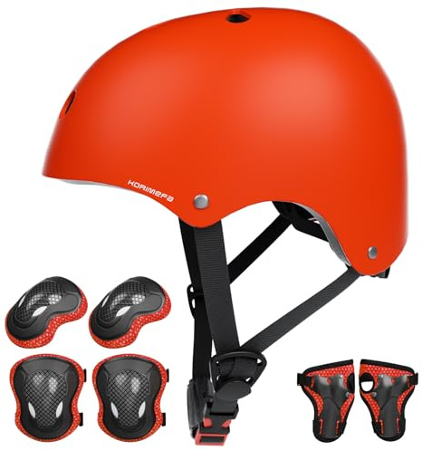 KORIMEFA Casco Bici Protezioni Set per Bambini Ginocchiere Gomitiere e Protezione Polso per Bambini da 3-13 Anni, Casco per Hoverboard, Pattini in Linea, BMX e Bicicletta