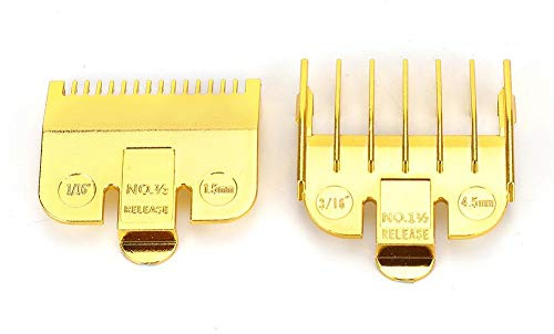 Peine Guía para Cortapelos Vintage, 1.5mm y 4.5mm, Material PC, Dorado y Plateado, Accesorio Profesional de Peluquería, 2 Piezas