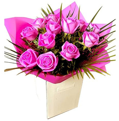 Lovely Pink Roses Bouquet with Fresh Seasonal Greenery – Elegant Flower Arrangement for Birthday, Anniversary, Thank You, Get Well, Housewarming, Sympathy, Delivered with Gift Wrap