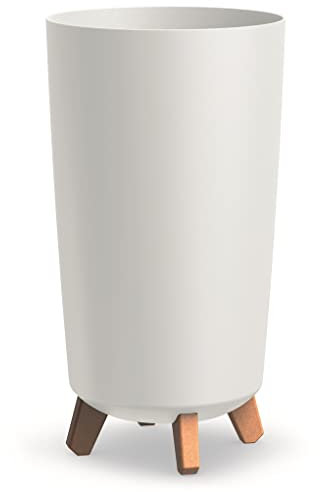 BirnePower Blumentopf Blumenkübel mit Füßen Pflanzkübel Gracia Slim Rund Übertopf Matt Pflanztopf (Höhe 36,5cm, Weiß)